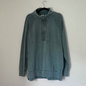 PINK Victorias Secret Quarter Zip Pullover Women M Teal Green Loungewear Cozy